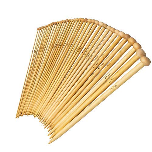 36PCS Bamboo Knitting Needles Set, BetyBedy Single Pointed Knitting Needles, 9 Inches Length Knitting Crochet Supplies for Beginners Handmade (18 Sizes from 2.0mm-10.0mm) - NewNest Australia