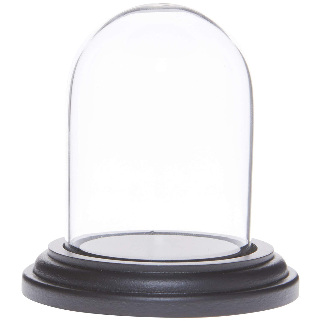 NewNest Australia - Plymor 1.85" x 2.875" Mini Glass Display Dome Cloche (Black Wood Base) Black Wood Base 