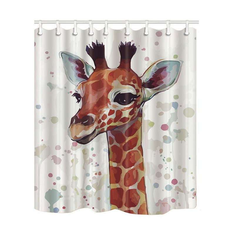 NYMB Funny Watercolor Animlas Kids Waterproof Shower Curtain with Eco-Friendly Polyester Fabrics Pattern of The Giraffe's Head Measures 72x72 inches - NewNest Australia