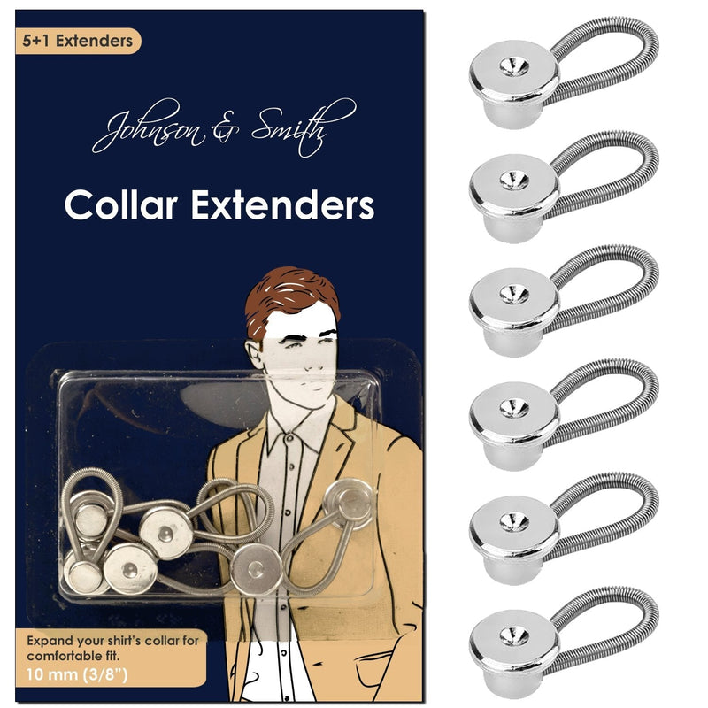 Johnson & Smith Collar Extenders/Neck Extender/Wonder Button for 1/2 Size Expansion of Men Dress Shirts, 5 +1 Pack, 3/8" - NewNest Australia