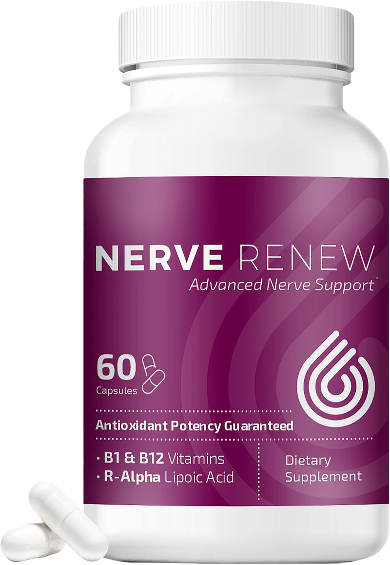 Nerve Renew Advanced Nerve Support - Natural Nerve Discomfort Support with R-Alpha Lipoic Acid and Vitamin B Complex - 60 Capsules - Antioxidant Potency, Fast-Acting Formula 60 Count (Pack of 1) - NewNest Australia