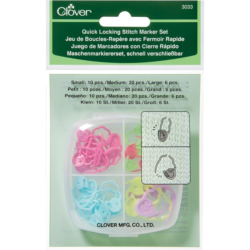 Clover 3033 Quick Locking Stitch Marker Set Multicolor, 3" Height x 3" Length x 1.2" Width - NewNest Australia