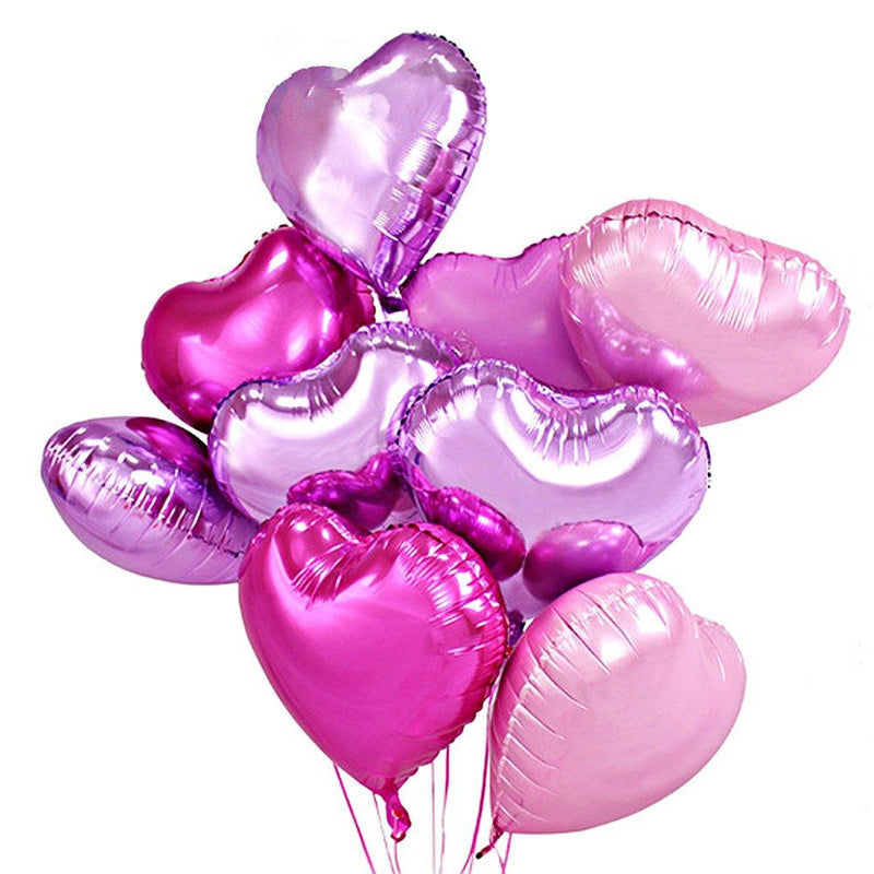 NewNest Australia - Boieo 18" Pink Heart Foil Wedding Party Balloons Decorations, 12 pcs 