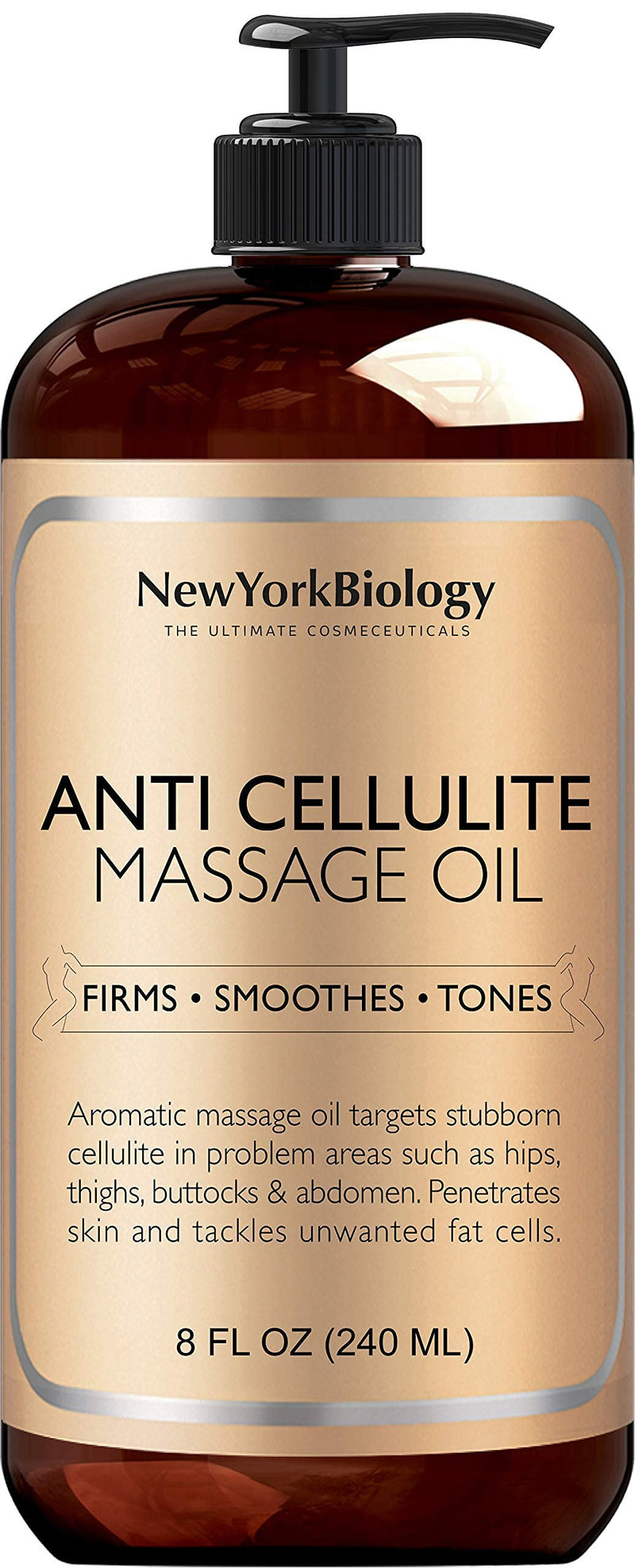 New York Biology Anti Cellulite Massage Oil 8 Fl. oz – Made with 100% Natural Oils – Sensual Body Oil for Massage Therapy, Muscle Relaxation and Deep Tissue 8 Fl Oz (Pack of 1) - NewNest Australia