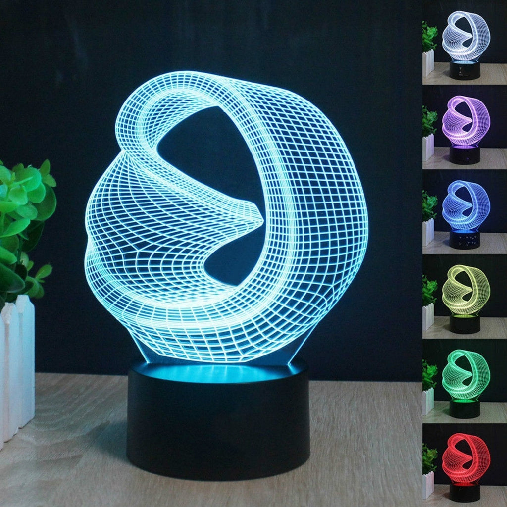 NewNest Australia - SUPERNIUDB 3D Abstract Night Light 7 Color Change LED Table Lamp Xmas Toy Gift 