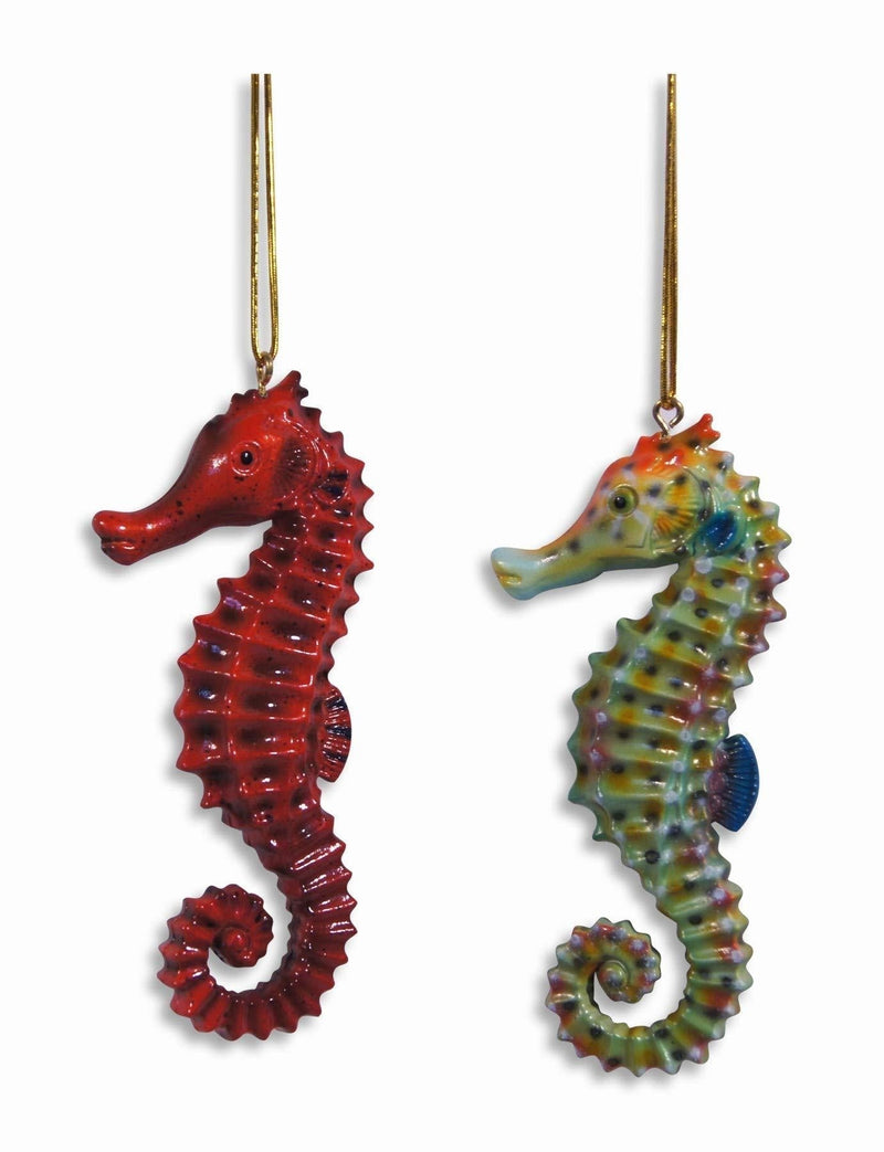 NewNest Australia - LX Hand Painted Ocean Creature Ornament Seahorse 4" (Set of 2) 