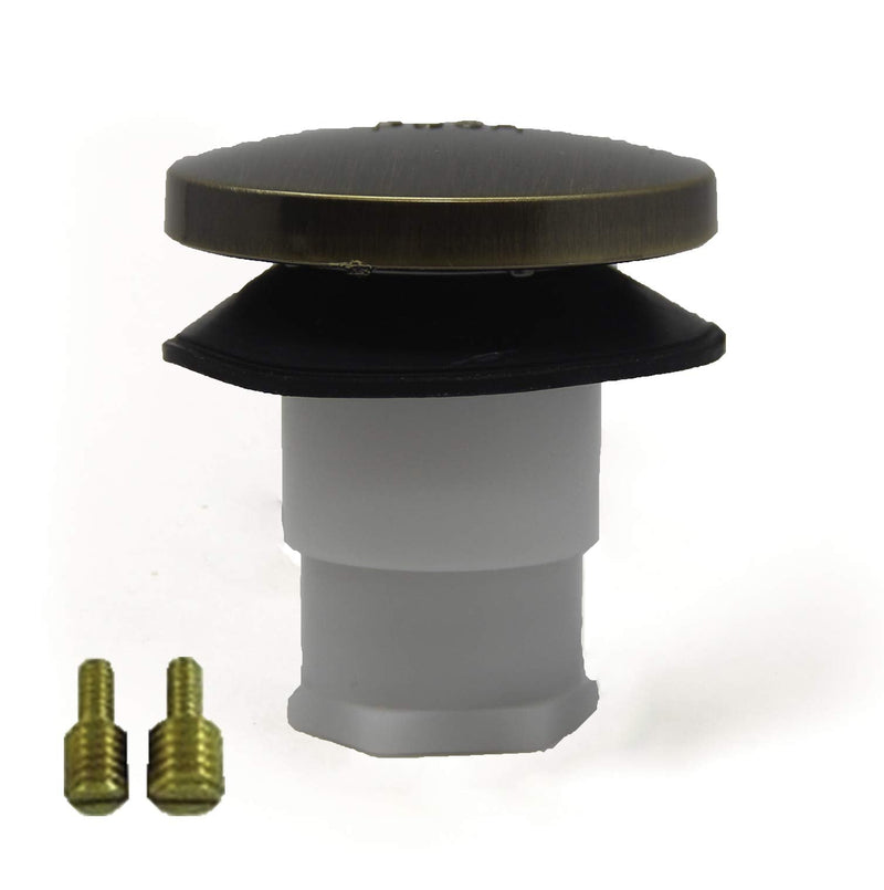 PF WaterWorks PF0935-AB Universal Touch (Tip Toe or Foot Actuated) Bathtub/Bath Tub Drain Stopper includes 3/8" and 5/16" Fittings, No Hair Catcher, Antique Brass - NewNest Australia