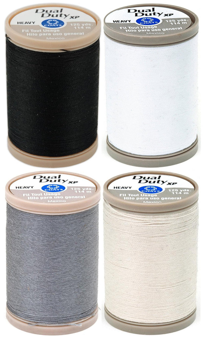 4-PACK - Coats & Clark - Dual Duty XP Heavy Weight Thread - 4 Color Value Pack - (Black+White+Slate+Natural) 125yds Each - NewNest Australia