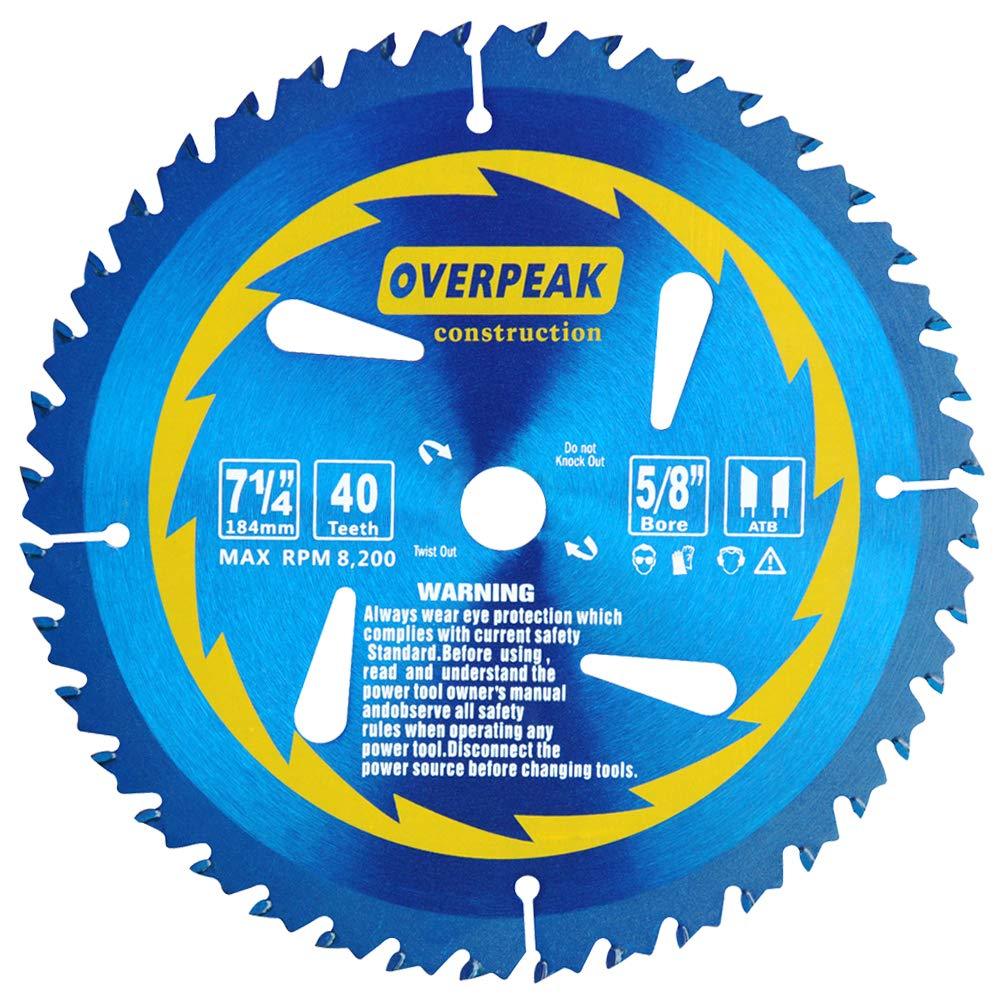 Overpeak 7-1/4 Inch Circular Saw Blade Carbide Ultra Finish Saw Blades with 5/8 Inch Arbor and PermaShield Coating 7-1/4Inch-40T - NewNest Australia