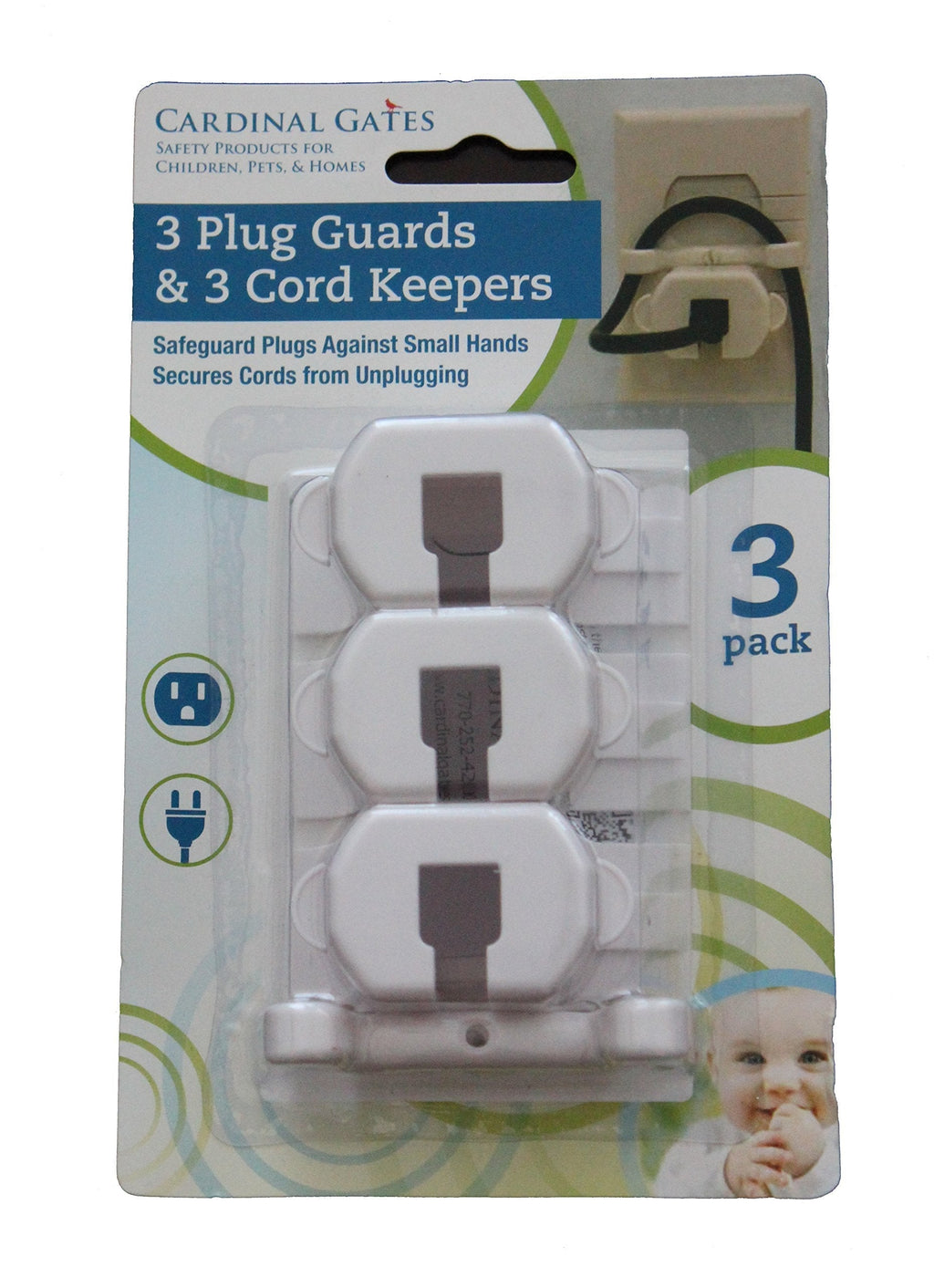 Cardinal Gates 3 Piece Plug Guard and Cord Keeper, White - NewNest Australia