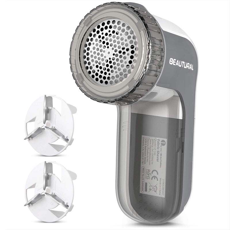 BEAUTURAL Fabric Shaver and Lint Remover, Sweater Defuzzer with 2-Speeds, 2 Replaceable Stainless Steel Blades, Battery Operated, Remove Clothes Fuzz, Lint Balls, Pills, Bobbles Gray Basic - NewNest Australia
