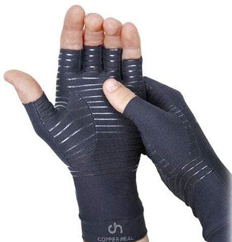 COPPER HEAL Arthritis Compression Gloves Rheumatoid Carpal Tunnel Glove Fingerless Pains Hands Support finger joint Small (1 Pair) - NewNest Australia