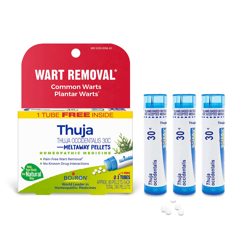 Boiron Thuja Occidentalis 30C Wart Removal Medicine, 3 Count (80 Pellets each tube). Homeopathic, Quick-dissolving Pellets for Painless Wart Removal with Natural Active Ingredient - NewNest Australia