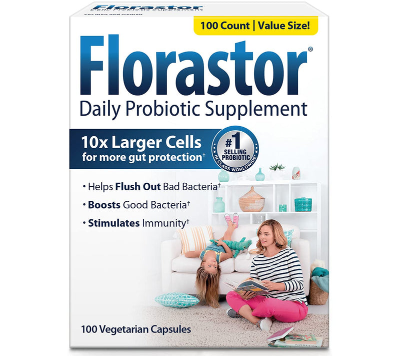 Florastor Daily Probiotic Supplement for Women and Men, Proven to Support Digestive Health, Saccharomyces Boulardii CNCM I-745 (100 Capsules) - NewNest Australia