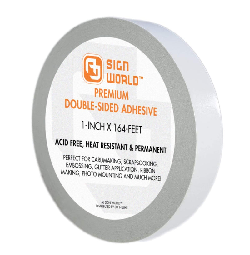 AJ Sign World Best 1" Ultra-Thin Permanent Double-Sided Tape for Arts, Crafts, Photography, Scrapbooking, Tear-by-Hand, Paper Backing (1-Inch by 164-Feet/55 Yards) 1-Inch - NewNest Australia