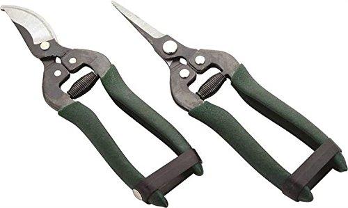 Edward Tools Pruning Snips Set (2) - Floral Scissors and Bypass pruners - Precise pruning flowers, fruit trees, bonsai, grapes - Carbon Steel blades - Safety lock design - NewNest Australia