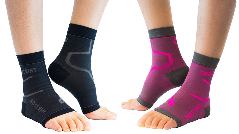 Thirty48 Plantar Fasciitis Compression Socks(1 or 2 Pairs), 20-30 mmHg Foot Compression Sleeves for Ankle/Heel Support, Increase Blood Circulation, Relieve Arch Pain, Reduce Foot Swelling Black & Pink (2 Pairs) Large - NewNest Australia