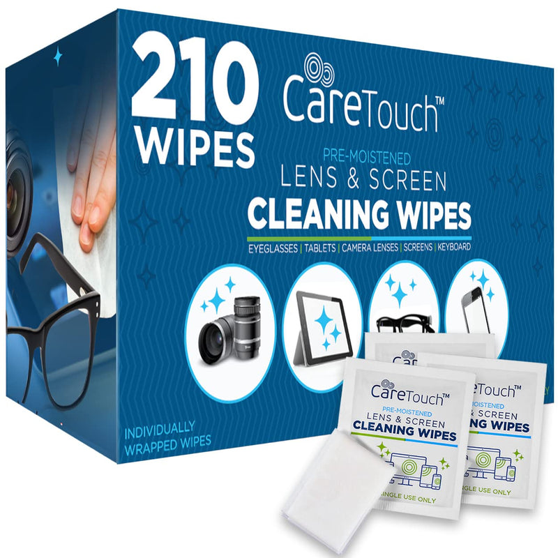 Care Touch Lens Wipes for Eyeglasses | Individually Wrapped Eye Glasses Wipes | 210 Pre-Moistened Lens Cleaning Eyeglass Wipes - NewNest Australia