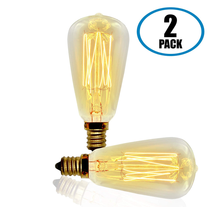 NewNest Australia - Vintage Retro Edison Bulb, ST38, 40w, Candelabra E12, 2-Pack 2 Pack 