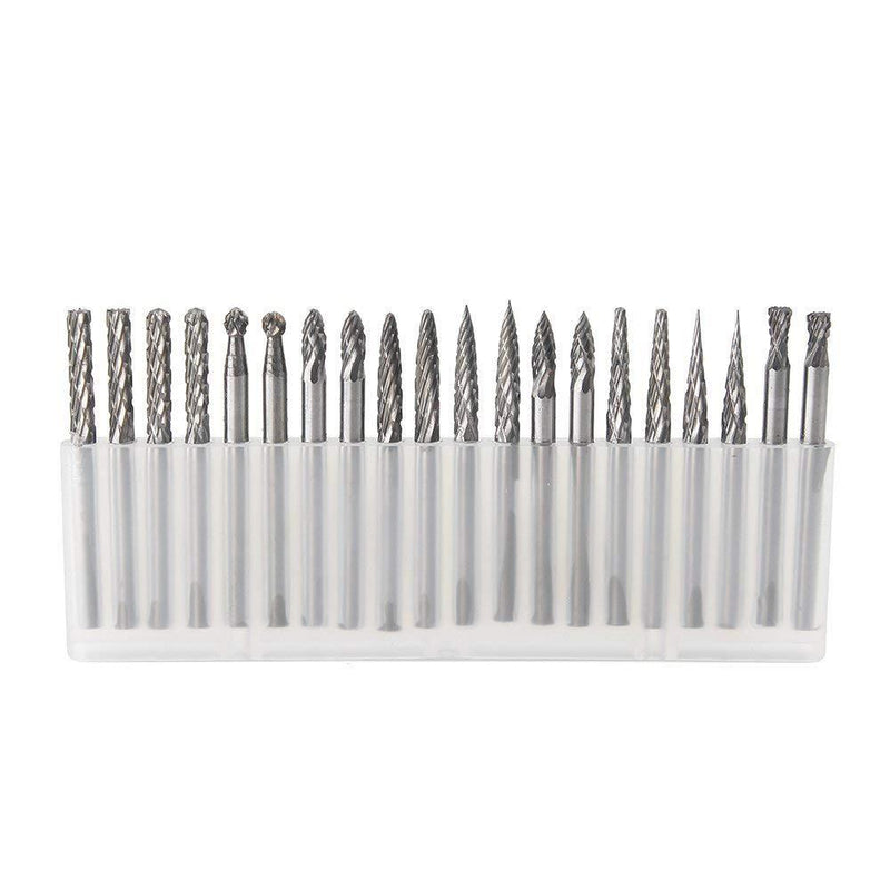 YUFUTOL 20pcs Solid Carbide Burr Set 0.118‘’（3mm）Shank Tungsten Carbide Rotary Files Burrs with 3mm Cutting Head Diameter Fits Most Rotary Drill Die Grinder for Woodworking,Engraving,Drilling,Carving - NewNest Australia