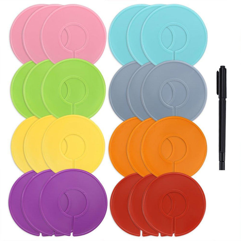 Caydo 24 Pieces 8 Colors Clothing Size Dividers Round Hangers Closet Dividers with Marker Pen - NewNest Australia