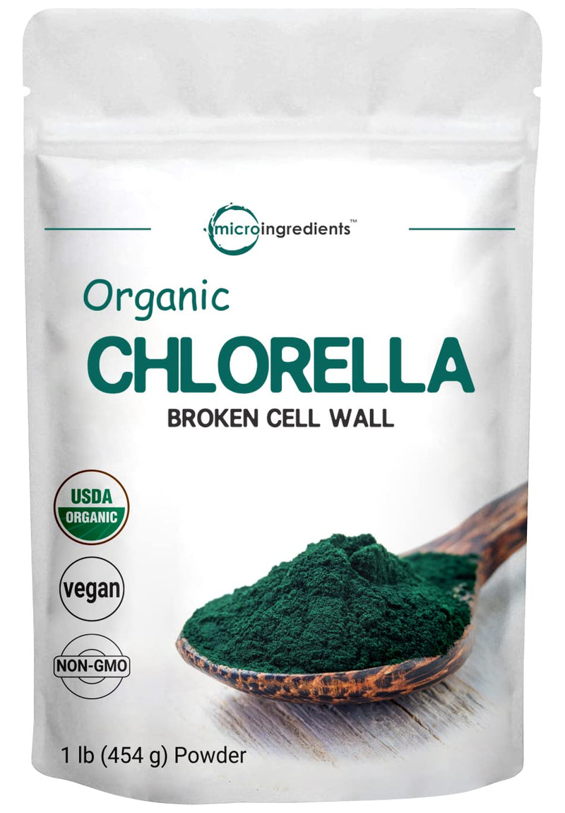 Organic Chlorella Powder, 16 Ounce (1lb), Broken Cell Wall, Rich in Vegan Proteins & Vitamins, Raw, Bulk Premium Chlorella Supplement, Vegan Friendly, Non-Irradiation 1 Pound (Pack of 1) - NewNest Australia