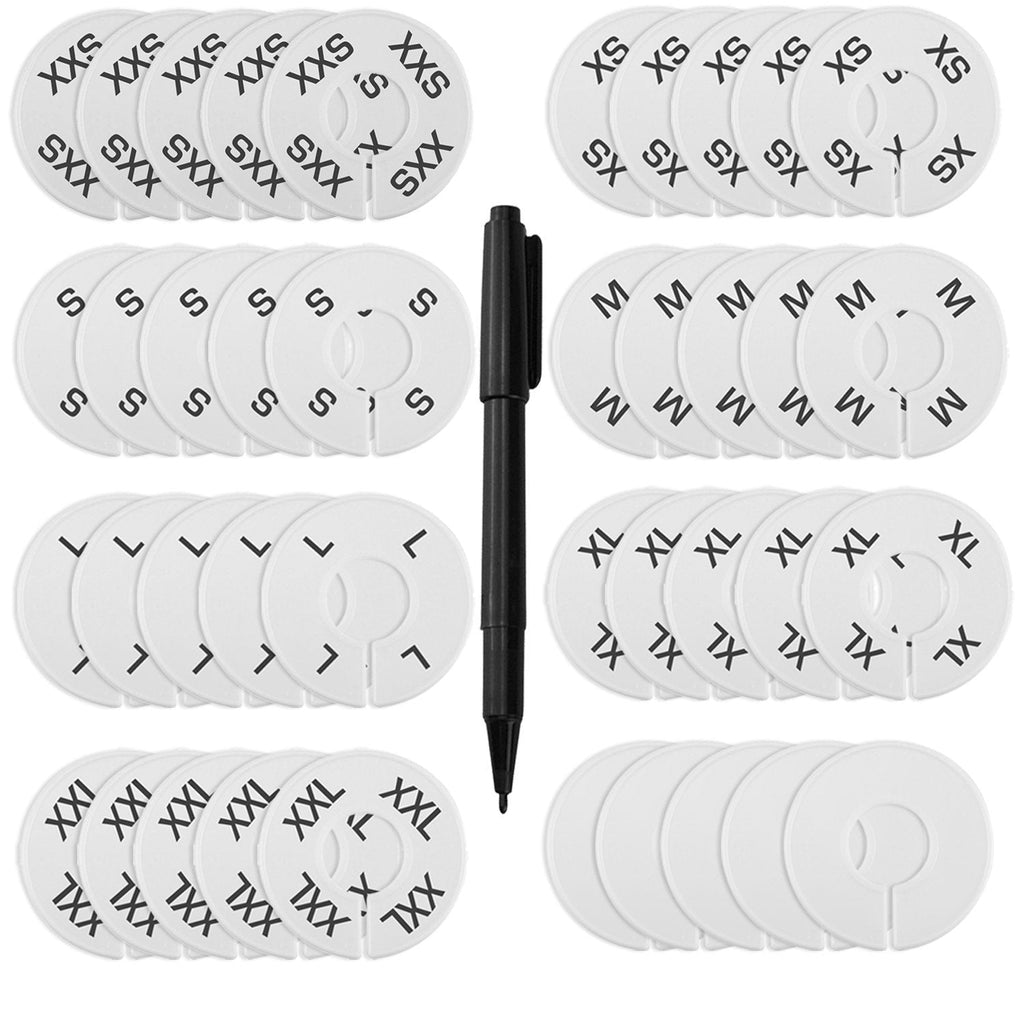 eBoot 40 Pieces Round Clothing Dividers Rack Size Closet Dividers White and Black with Marker Pen, Blank and Size XXS to XXL - NewNest Australia