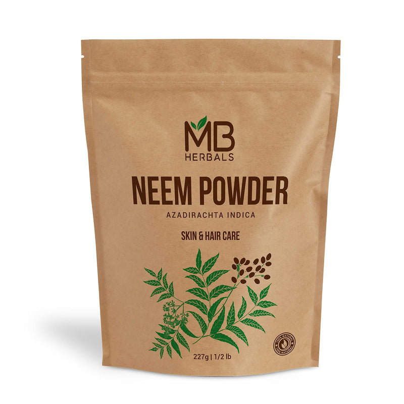 MB Herbals Pure Neem Powder 227 Gram | Half Pound / 8 Oz | Pure Wild-Crafted Neem Leaf Powder | Very Bitter Neem Supplement for Skin Hair & Detox | Azadirachta Indica - NewNest Australia
