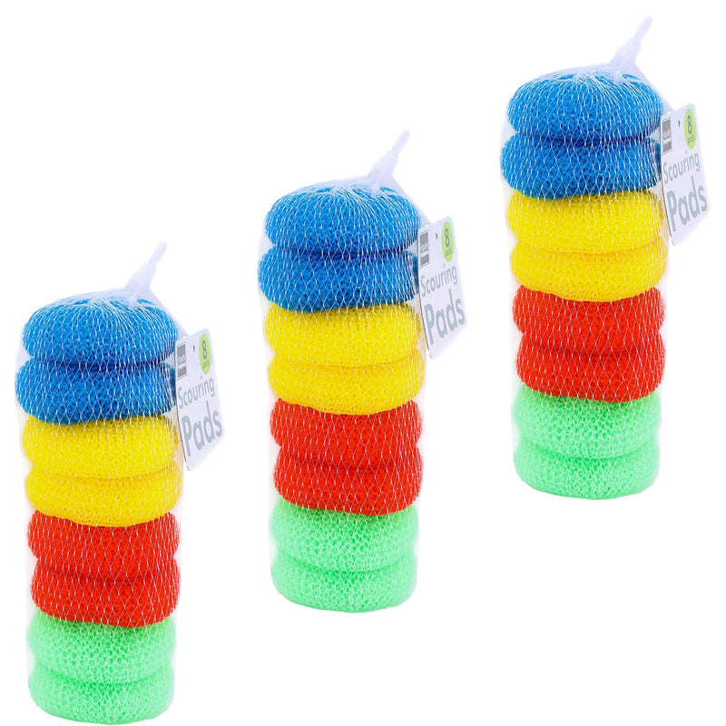 Pack of 24 Assorted Colors Round Nylon Dish Scouring Pads, Mesh Scourers - NewNest Australia