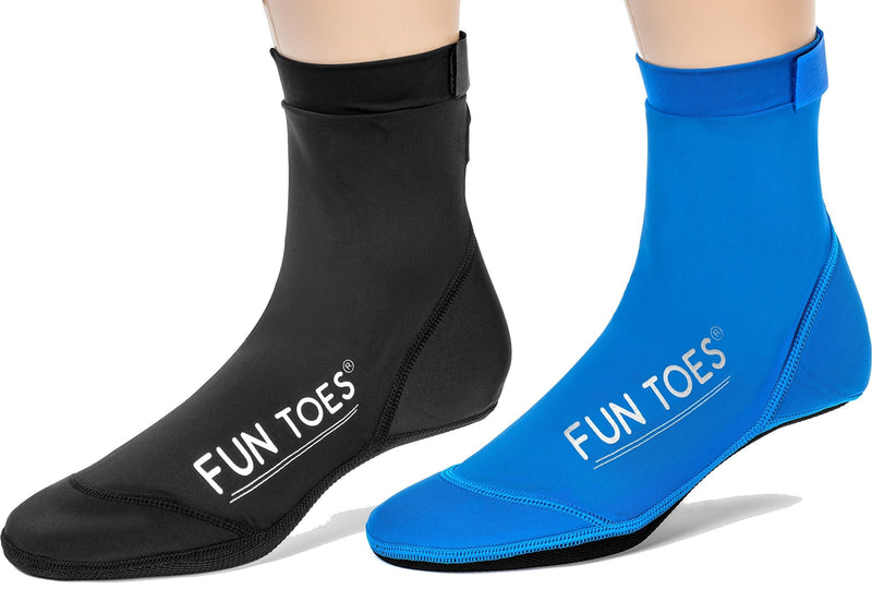 FUN TOES 2 Pairs BEACH SOCKS for Volleyball Soccer, Camping, Rafting, Diving and all sand sports X-Large Black-blue - NewNest Australia