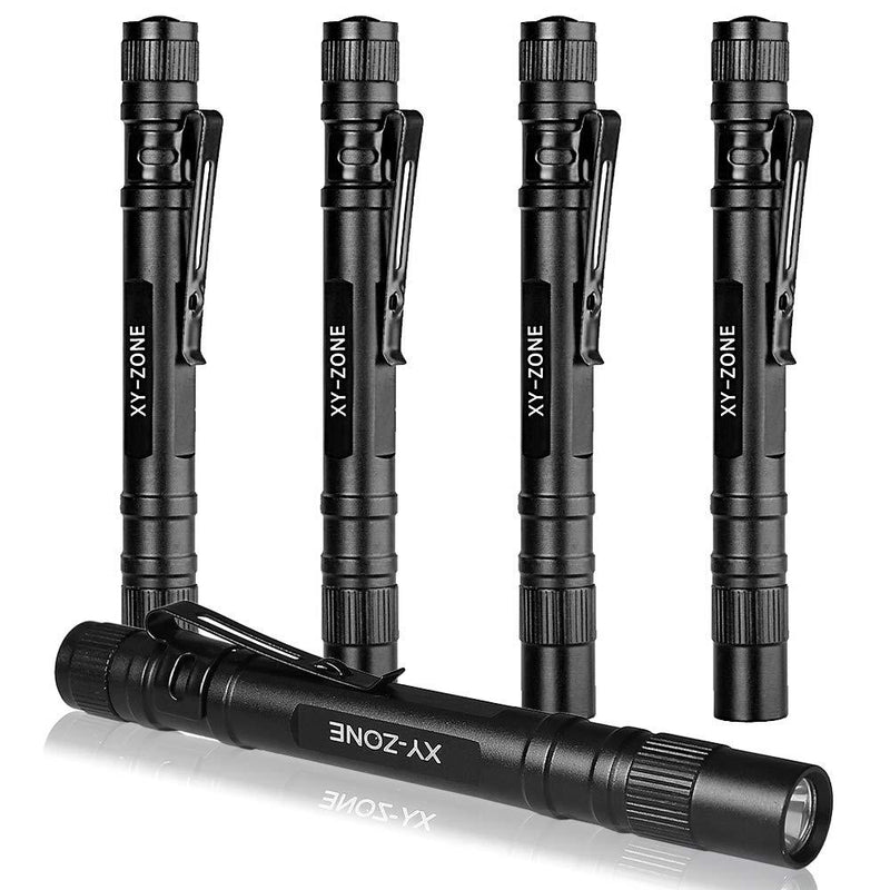 XY Zone 5PCS Led Pen Flashlight 1000 Lumens Lamp Clip Mini Black 507 Pocket Penlight Flashlight Torch Powered by 2 AAA Battery(Battery Not Included) Version 2 - NewNest Australia