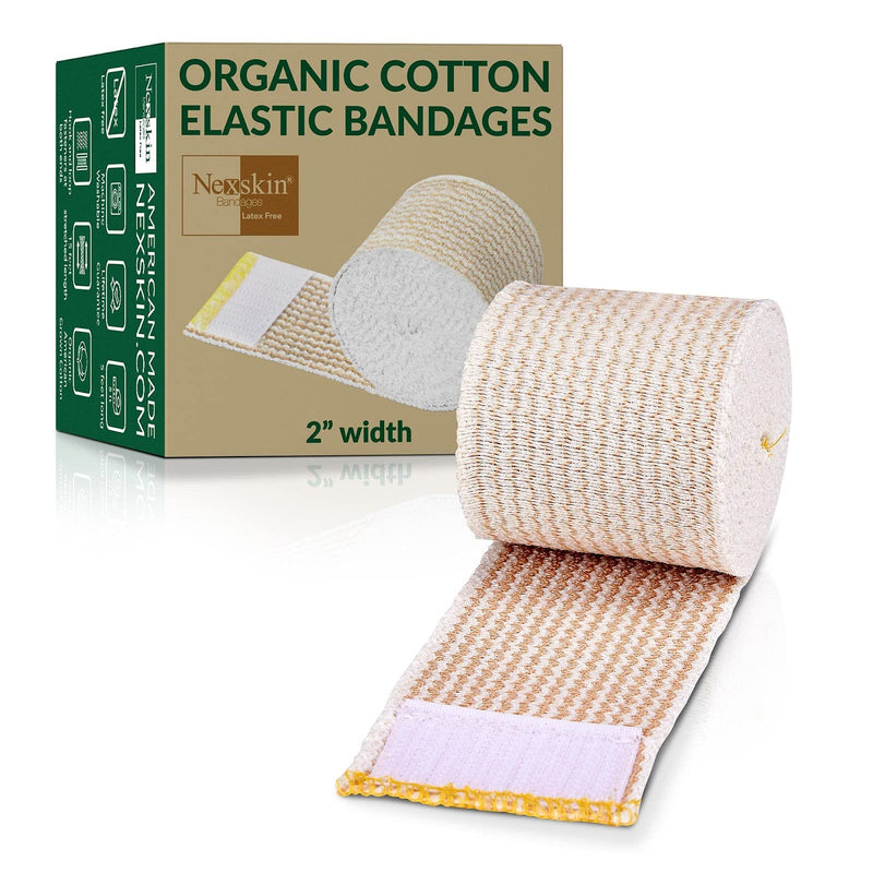 Nexskin (2” Wide, 1 Pack) | Latex Free Organic USA Cotton | Stretch Elastic Athletic/Medical Compression Bandage Hook & Loop Fasteners Both Ends | Lifetime Washable Reusable 2 Inch (Pack of 1) - NewNest Australia