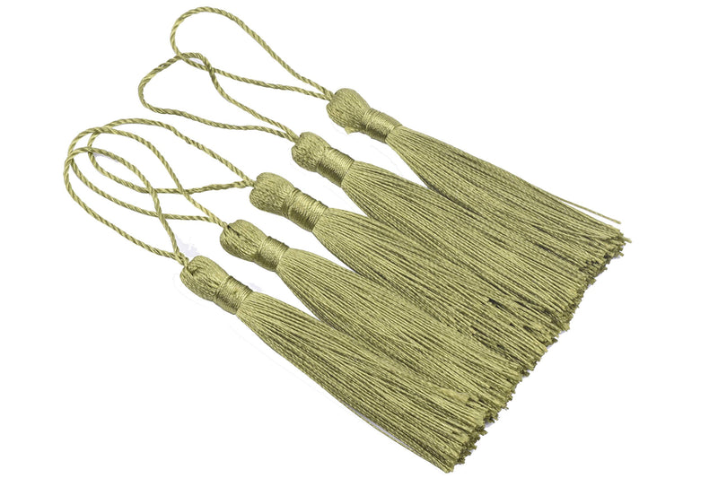 KONMAY 20pcs Silky Handmade Tiny(3.5'') Soft Craft Mini Tassels with Loops for Bookmarks Jewelry Making, Decoration DIY Projects (Army Green) Army Green - NewNest Australia