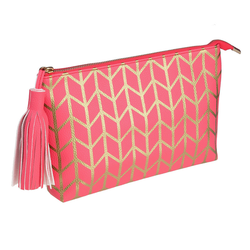 Occasionally Made Coral 12"X8" Printed Tassel Pouch - NewNest Australia