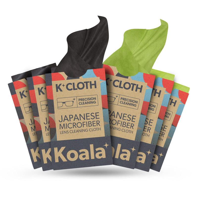 Koala Microfiber Cleaning Cloths | Japanese Microfiber Lens Cloth | Glasses and Screen Cleaner | Safe for All Eyeglass and Camera Lenses (Pack of 6) 6" x 7", 6 Pack Black & Green - NewNest Australia