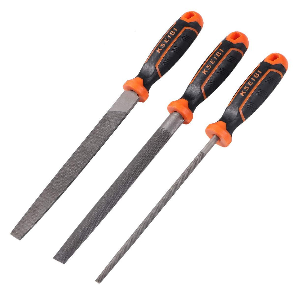 KSEIBI 311485 High Carbon Steel Metal File W Rubber Soft Handle Quality 3Pcs Steel File Set - NewNest Australia