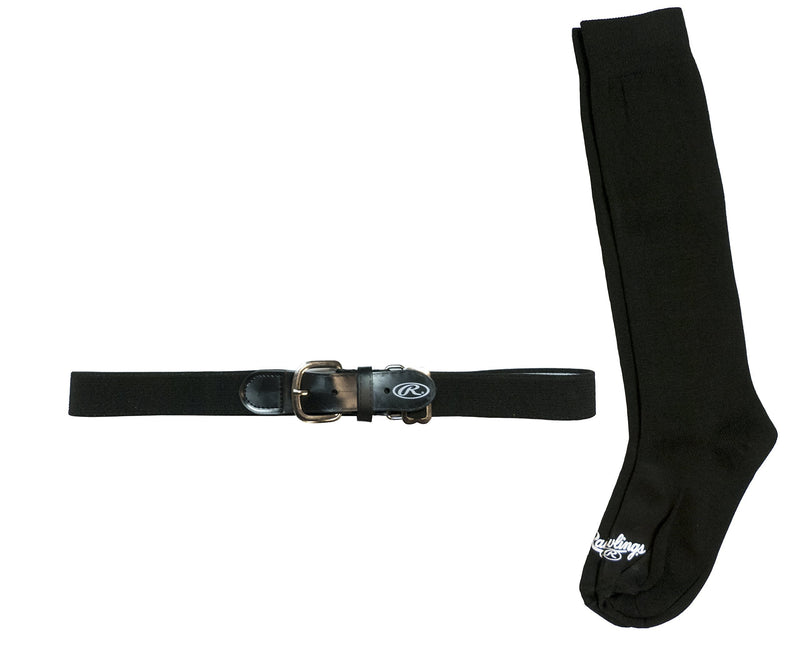 Rawlings BLTSOCKL-BLK Baseball Belt & Sock Combo (Adult Large/Black) - NewNest Australia