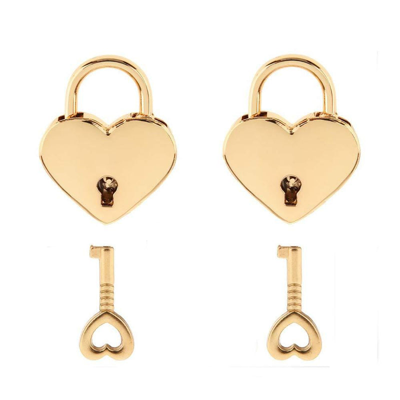 Warmtree Small Metal Heart Shaped Padlock Mini Lock with Key for Jewelry Box Storage Box Diary Book,Pack of 2,Gold - NewNest Australia