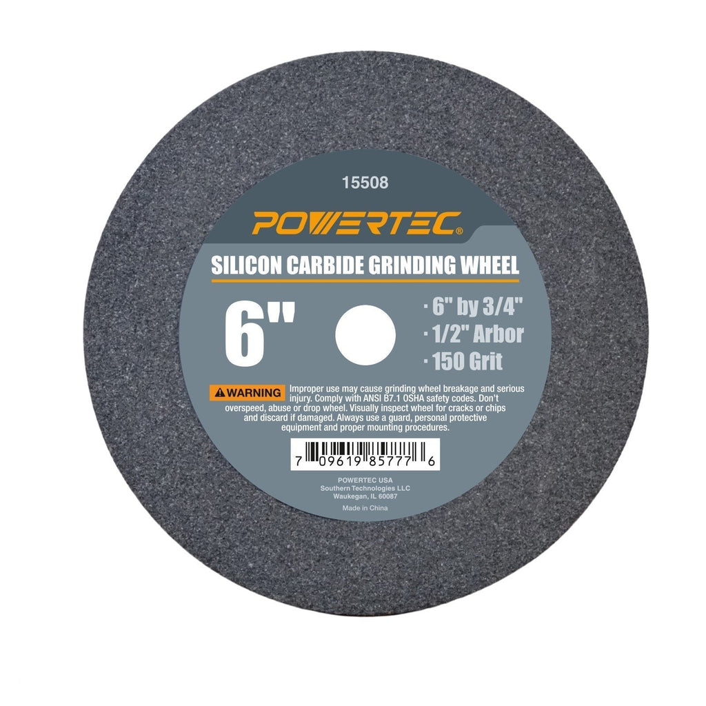 POWERTEC 15508 1/2" Arbor 150-Grit Silicon Carbide Grinding Wheel, 6" x 3/4" 6" x 3/4" 150 Grit - NewNest Australia