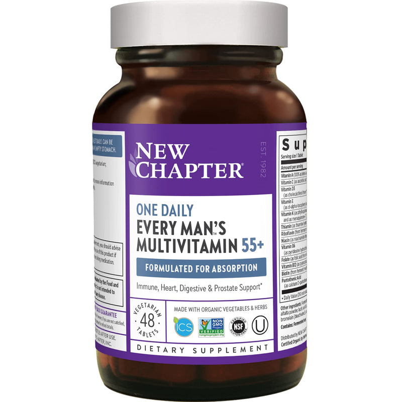 New Chapter Multivitamin for Men 50 Plus + Immune Support - Every Man's One Daily 55+ with Fermented Probiotics + Whole Foods + Astaxanthin + Organic Non-GMO Ingredients - 48 ct Tablet for Men 48 Count - NewNest Australia