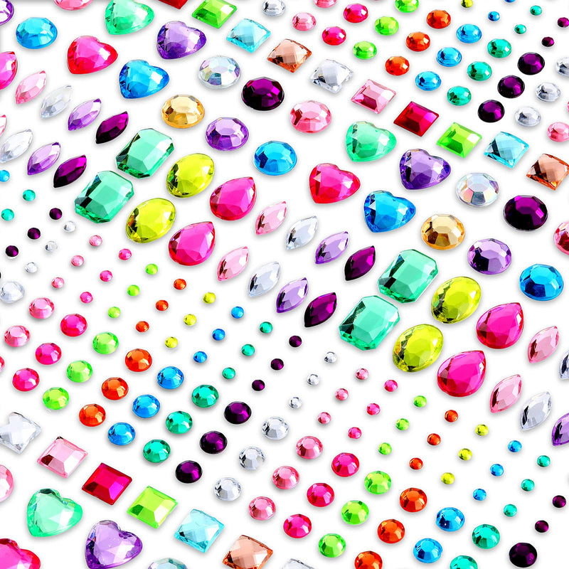 Outus 405 Pcs Gem Stickers Jewels Stickers Rhinestone for Crafts Sticker Self Adhesive Craft Jewels Bling Craft Jewels Crystal Gem Stickers, Multicolor, Assorted Size, 5 Sheets - NewNest Australia