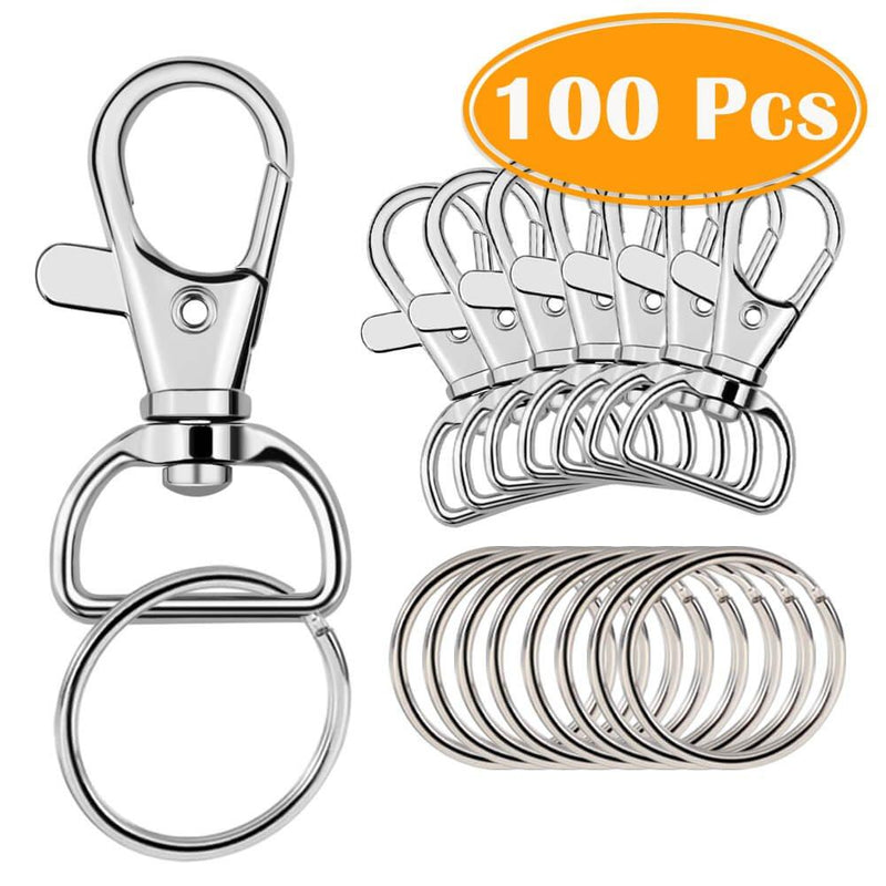 NewNest Australia - Paxcoo 100 Pcs Key Chain Hooks with Key Rings (Large Size) 