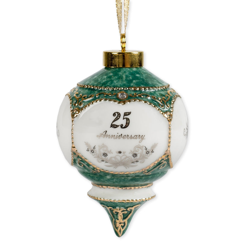 NewNest Australia - CBE Happy 25th Wedding Anniversary Jewel Victorian 4.5 Inch Ball Hanging Ornament 