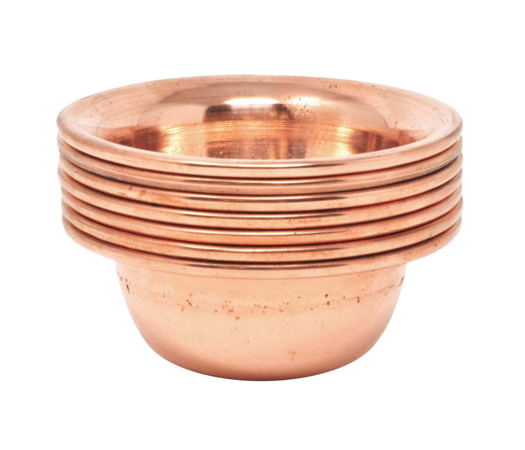 NewNest Australia - Mudra Crafts Set of 7 Copper Brass Yoga Meditation Altar Tibetan Buddhist Supplies Offering Bowls (3.25 Inches, Copper Tone) 3.25 Inches 