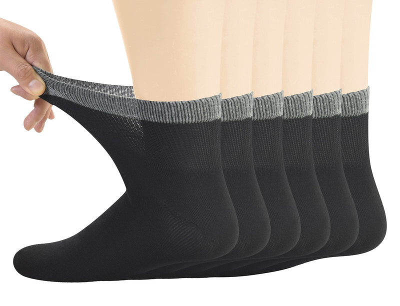 Yomandamor Men's Bamboo Diabetic Ankle Socks with Seamless Toe and Non-Binding Top,6 Pairs L Size(10-13) Large (6 Pair) 6 Pairs Black With Grep Top - NewNest Australia