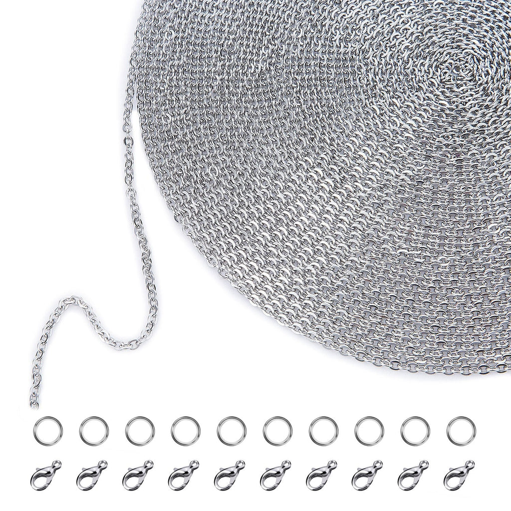 33 Feet Necklace Chains Stainless Steel DIY Link Chain Necklaces with 20 Lobster Clasps and 30 Jump Rings for Jewelry Making (1.5 mm Wide) 1.5 mm Wide - NewNest Australia