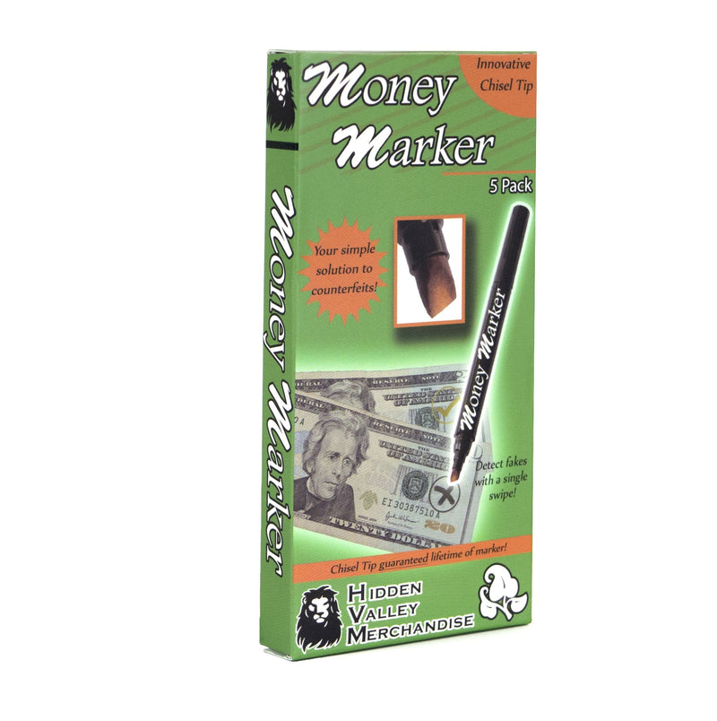 Money Marker (5 Counterfeit Pens) - Counterfeit Bill Detector Pen with Upgraded Chisel Tip - Detect Fake Counterfit Bills, Universal False Currency Pen Detector Pack 1 - NewNest Australia