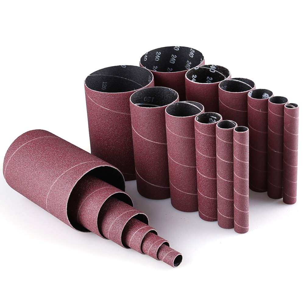 Spindle Sander Sleeves, 18PCS Sanding Sleeves for Oscillating Sander, 80 120 240 Assorted Grit Sandpaper, 4-1/2” Length, 1/2”,3/4”,1”,1-1/2”, 2”, 3” Diameter, by LotFancy 80/120/240Grit,18Pack - NewNest Australia