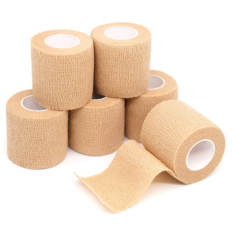 FriCARE Nonwoven Self-Adhesive Bandage, Self-Adherent Cohesive First Aid Medical Wrap, Elastic Athletic/Vet Tape for Wrist 2 Inches Wide 6 Count (Pack of 1) Skin Color - NewNest Australia