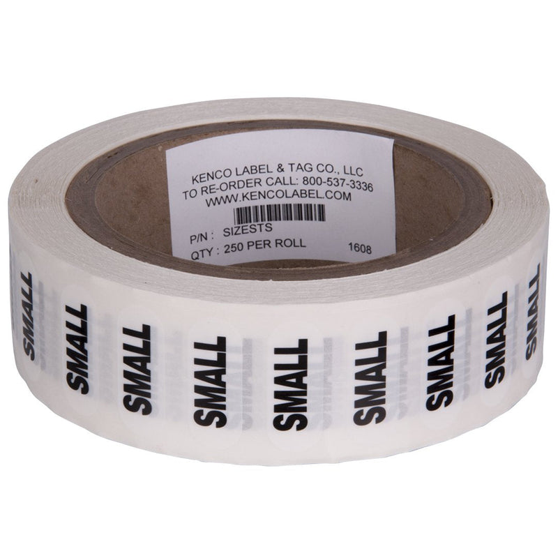 Clothing Size Strip Labels - 1.25" X 5" - 250 Strips Per Roll - Clear with Black and White Ink by Kenco (Small) Small - NewNest Australia